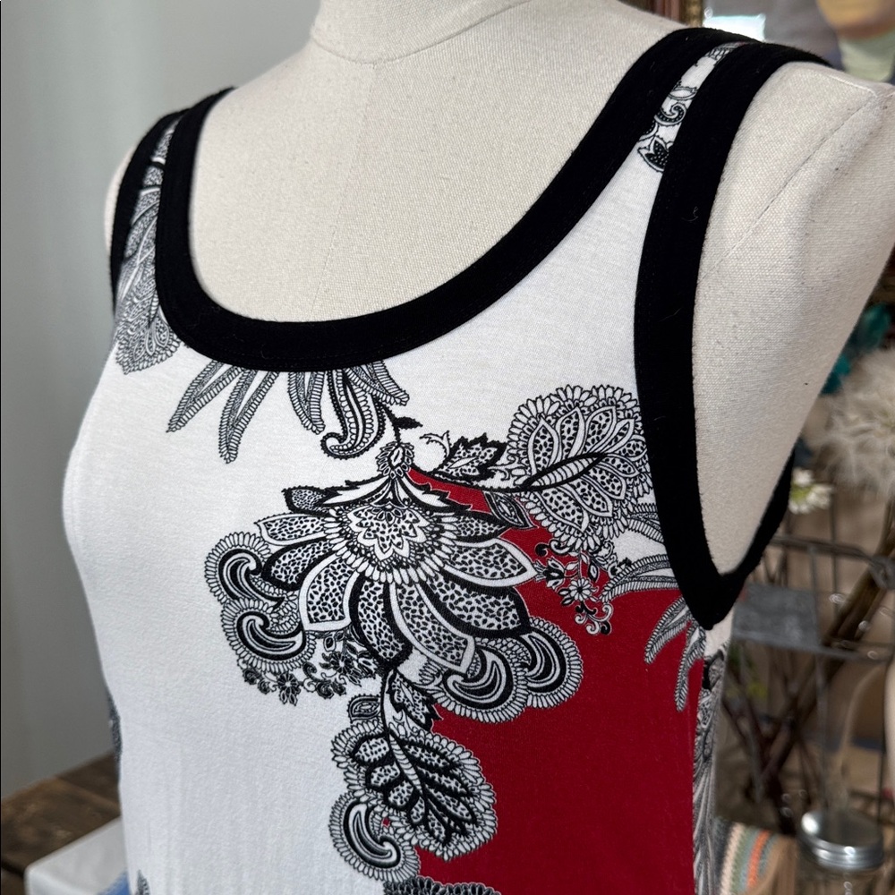 Karen Kane Red, White & Black Floral Maxi Dress - Picture 3 of 5